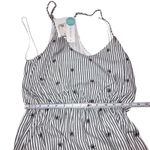 French Grey  NWT Gray and Cream Striped Embroidered Halter Mini Dress-size Small Photo 8