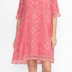 Johnny Was Womens Boho Festival Embroidered Floral Malfi Dress Size L Coral Photo 0