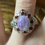 Rare Tiffany Stone Red Garnet Sterling Silver Cocktail Ring Size 7 White Photo 0