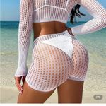 White Mesh Long Sleeve Swim Set Photo 2