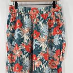 C&C California Pants 100% Linen Large Floral Tropical Wide Leg Elastic Cropped Photo 3