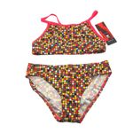 Tyr. Womens Check Diamondfit Workout Bikini Set Drawstring Red Orange XL Photo 2