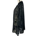 Maggie Barnes 0X-Large (16W) Top Button-Up Semi-Sheer Geometric 3/4 Sleeve Black Photo 5