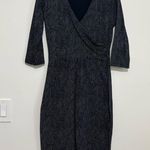 Mata Traders Organic Cotton 3/4 Sleeve Dress Size Small, Navy and Gray Print Blue Photo 1