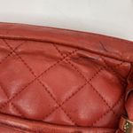 Isaac Mizrahi  Crossbody Red Leather Diamond Quilted Shoulder Bag Gold Chain Photo 2