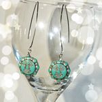 Handmade Smiling Moon Turquoise & Silver Earrings Photo 2