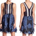 Free People NWT Katie Crochet Mini Dress Size Medium in Blue Combo Photo 1