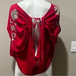 Free People  tan embroidered open back blouse Photo 3