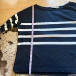 FAHERTY Cotton Sport Jersey Tee Strriped Navy White Size Medium Flared Sleeve Blue Photo 9
