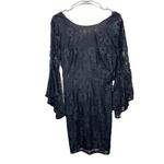 Lulus NWT Allure 'Em In Black Lace Flounce Bell Sleeve Sheath Dress LARGE Photo 3