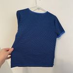 KASPER Blue Black Horizontal Striped Short Sleeve Office Preppy Knit Sweater Top Size 8 Photo 9