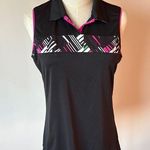 Slazenger Black and Pink Fitted Graphic Polo Tank Top Photo 0
