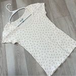 Brandy Melville Tshirt floral thermal waffle knit womens Cream (one size) pajama Photo 0