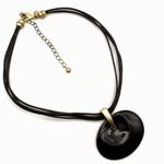 Chico's Chico’s leather multi cord layered enamel coated pendant necklace espresso brown Photo 2