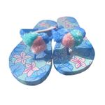Vineyard Vines Floral Pom Pom Flip Flops Sandals Blue Pink Aqua Girls Size 6 Photo 0