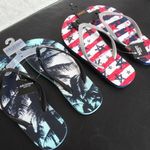 New Womens 2 Patriotic/Palm Tree Flip Photo 0