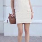 J.Crew Beige Shimmer Metallic 100% Linen Shift Dress Gold Grommets Size 8 Med M Photo 7