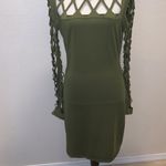 AMiERY Women's Hollow Out Dress Bandage Clubwear Long Sleeve Bodycon Dress Green Size XL Photo 3