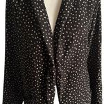 Elodie  Blazer Jacket Size Medium Black Creme Unstructured Drape Front Polka Dot Photo 0