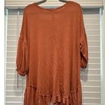 Free People Beach Palm Tunic Boho Linen Mini Dress Ruffle Babydoll Terracotta XS Photo 7