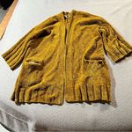 Anthropologie Moth  Golden Mustard Yellow Velour Velvet Chunky Open Cardigan XS Photo 0