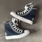 Converse Women’s Black White Scalloped Edge Embroidered High-Tops Size 7 RARE Photo 12