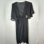 LIFE Love Is For Eternity Black Kimono Cover Up | Crochet Daisy Trim Beachwear M Size M Photo 4