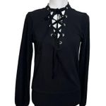 Tops Lagence Josilyn Lace Up Sweatshirt Black Top Women’s Size XS Photo 0