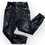 Maniere De Voir Black Flaux Leather High Rise Joggers Women’s Size US 10 Photo 0