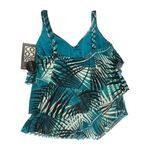 Coco reef  Bra Sized Tier Mesh Underwire Tankini Top Palm Print Blue Black 32DD Photo 3