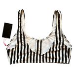 South Beach  Black White Stripes Print Swim Top, US14/L Photo 1