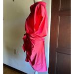 DO+BE | Pink Satin Tie Waist Short Sleeve Shirt Party Dress Draped Mini Medium Photo 4