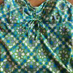 Lands' End  Blue and White Ruched Tie Front Tankini swimsuit Top SZ 12 Photo 1