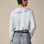 J.Crew Goldie Top In Satin Ruffle Neck Long Sleeve Black S NWT Sleek Photo 2