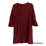Nanette Lepore BURGUNDY MAROON CREW NECK BELL RUFFLE SLEEVE SHIFT SHEATH DRESS 6 Photo 1