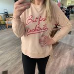 Wildfox But First Cocktails Sommers pink flocked statement sweatshirt sz S small Photo 9