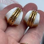 Trifari Vintage Crown  teardrop shaped hoops. Clip style Photo 2