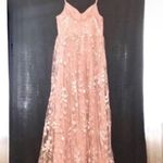 New Spaghetti Strap Embroidery Mesh Overlay Floral Maxi Dress, Sz M Size M Photo 9
