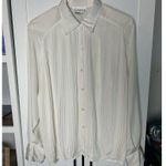 Vintage Alexandria Women’s Blouse Sz 8 Ivory Pleated Front Long‎ Sleeve White Photo 6