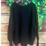 Free People  Chunky Knit Sweater Womens Large V Neck HEAVY Pullover Black Dolman Photo 1