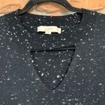 Loft V-Neck Sweater Womens XS Black Speckled Knit Long Sleeve Pullover Keyhole Photo 1