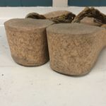 Faux cork made of foam wedge‎ thong gold sandals women’s size 8 beach pool Tan Photo 2