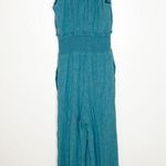 Anthropologie Bionda Plisse Teal Textured Jumpsuit XS Photo 1