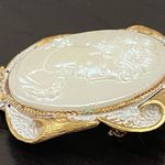 Vintage Unsigned Faux Pearl Victorian Cameo Pendant Brooch Photo 5