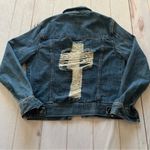 Forever 21 XXI Premium denim Gothic Distressed Studded Denim Jacket Sz S Skater Photo 1