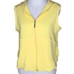 Oleg Cassini Yellow Sleeveless Zip Up Hoodie Floral Embroidery Jr. Med Photo 4