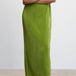 Mango MNG  Green Pleated Long Dress Green 10 NWT Photo 0