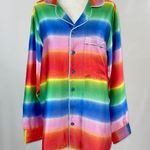 BP New  Rainbow Ombre Stripe Satin Button Down Shirt Photo 1