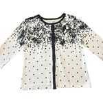 Christopher & Banks NWT Cardigan Black White Polka Dot 100% Cotton Sweater Med Photo 0