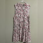 Torrid  Dress Size 4 4X Sleeveless Waist Tie Elastic Neck Pink White Floral Plus Photo 1